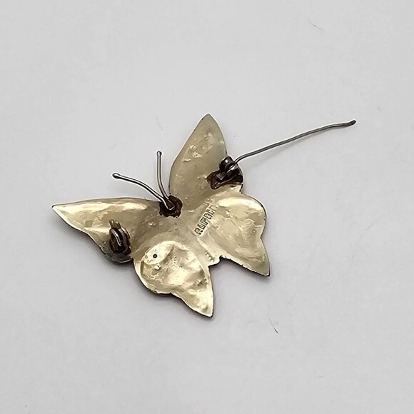 VTG Brooch Silver Tone Alpaca Iridescent Rainbow Abalone Shell Inlay Fairycore - Picture 13 of 16